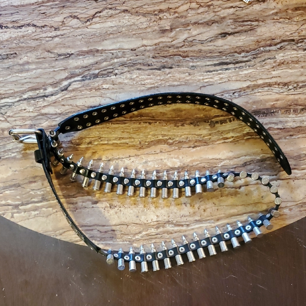 Studded Black Leather Belt